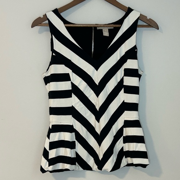 Banana Republic Black & White Striped Peplum Sleeveless Top | Size 4 - Picture 1 of 5